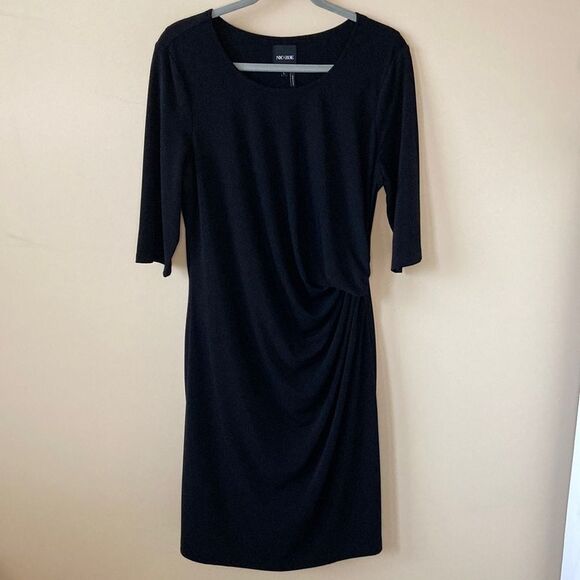 NIC & ZOE Fundamental Drape Dress Black Onyx Large - Picture 2 of 8